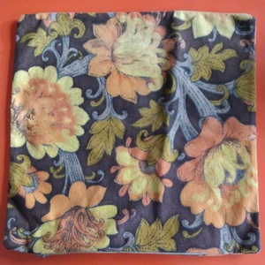 Vintage Retro 70s Orange Brown Floral Square Cushion Cover Kitsch Polyester Zip - Picture 1 of 12