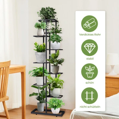 MULISOFT Blumenständer metall schwarz 8-Stufen Blumenregal Blumentreppe Balkon Terrasse