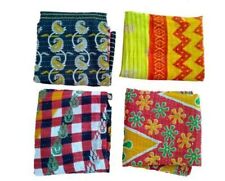 Indian Handmade 10 PC Vintage Kantha Quilt Reversible Bedspread Single Cotton