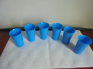 6 retro plastic child's drinking glasses rogers products blue NOS - Bild 1 von 7