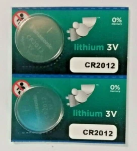 2 Panasonic CR2012 Lithium Batteries CR2012 2012 3V - Picture 1 of 1