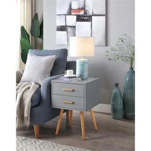 Convenience Concepts Oslo Two-Drawer End Table in Gray Wood Finish - Picture 1 of 5