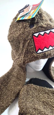 Domo Adult Angry Face Monster Snood Hat w Attached Scarf Mittens NEW with tags - Image 1 of 4