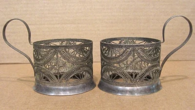 DE COLECCIÓN FILIGRANA RUSA PLATA PORTAVASOS DE TÉ - U.4.40... MK4... S Foto 1 de 4