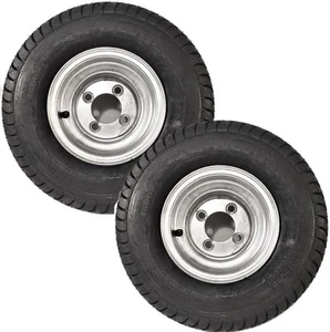 2-Pk Trailer Tires On Galvanized Wheel Rims 18.5X8.50-8 215/60-8 LRC 4 Lug - Foto 1 di 8