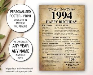30° 1993 regalo di compleanno idea regalo stampa poster edizione pietra miliare - 36 - Foto 1 di 1