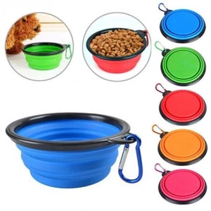 Collapsible Portable Bowl Dog Cat Pet Travel Silicone Water Dish Camping - Picture 1 of 12