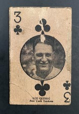 1927 Lou Gehrig W560 Strip Card 3 Of Clubs Vintage Card 100% Original Rare!