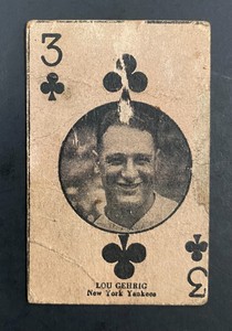 1927 Lou Gehrig W560 Strip Card 3 Of Clubs Vintage Card 100% Original Rare!