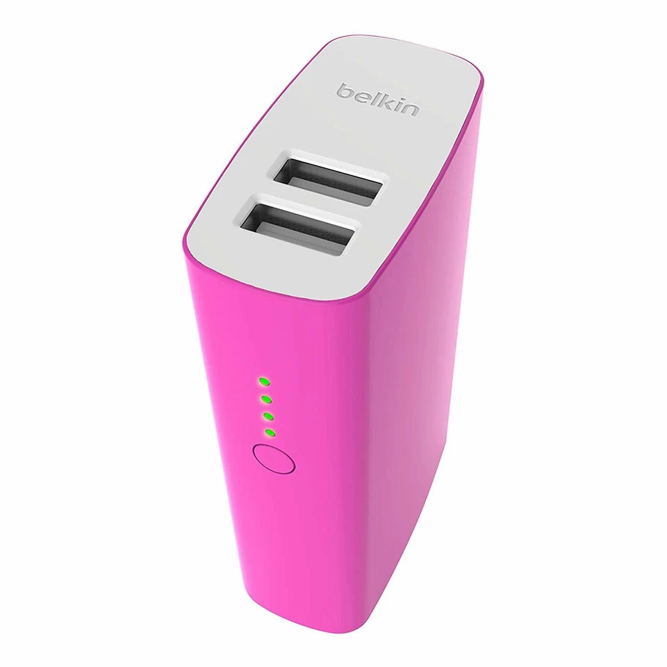 Belkin Mixit Powerbank PINK Zusatzakku 4000mAh 2x USB Ladegerät  mobile Akku 412 - Bild 1 von 2