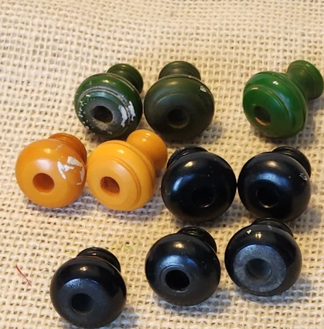 10 Vtg Catalin Knobs for Drawers green butterscotch  black Cover
