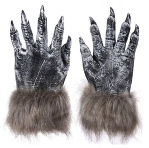Werewolf Gloves Grey Costume Hand Halloween Hands Costume Hairy For Adults Wolf - Picture 1 of 5