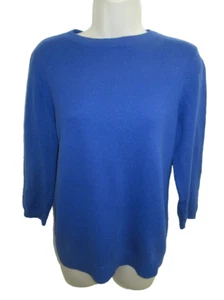 Talbots 100% Cashmere Blue Crew neck 3/4 Sleeve Sweater Size L - Picture 1 of 4