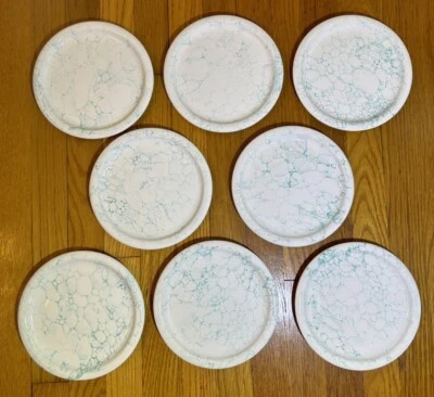 Набор из 8 салатных тарелок Waechtersbach Isola Bella 7 3/4 дюйма белый бирюзовый мрамор - Изображение 1 из 4