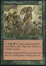 Priest of Titania ~ Lightly Played Urza's Saga MTG Magic UltimateMTG Green Card