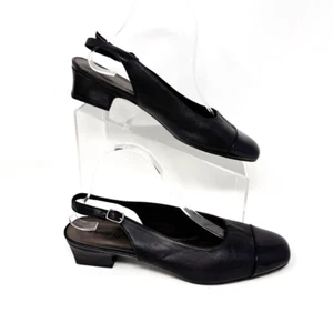 Sandalia Trotters para mujer de cuero negro y charol con honda trasera tacón bajo talla 10 - Imagen 1 de 11