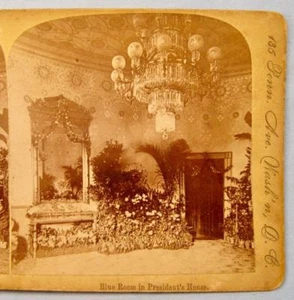 Stereoview J F Jarvis Washington DC Blue Room In Presidents House The White (O) - Picture 1 of 5