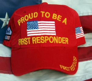 ORGULLOSO DE SER UN SOMBRERO DE PRIMERA RESPUESTA POLICÍA BOMBERO EMT MEDIC ICE SHERIFF PIN UP CAP R - Imagen 1 de 4