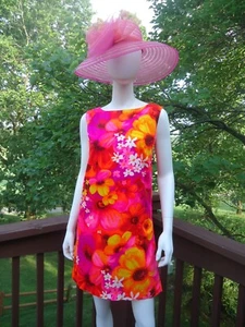 Pomare Tahiti VTG XS Hawaiian Mini Dress Tropical Watercolor Floral Sleeveless - Picture 1 of 20