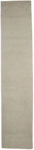 Hand-Tufted Contemporary Geometric Rug Beige Modern Decor Carpet 2'6x12 ft - Picture 1 of 8
