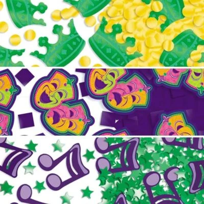 Mardi Gras 3 Mix Confete 1,2 oz Papel e Folha Mardi Gras Decorações de Festa - Imagem 1 de 2
