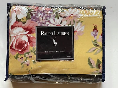 NUEVO *PAR CORTINAS RALPH LAUREN Brooke Sophie cortinas paneles amarillos flores 84” Foto 1 de 4