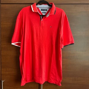Men's Tommy Hilfiger Red Short Sleeve Polo Shirt - Picture 1 of 6
