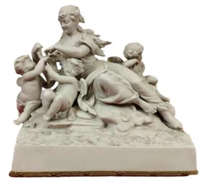 NYMPHE ET PUTTI. STYLE SÈVRES. BISCUIT. MARQUES FABRIQUE. FRANCE.XIX - Picture 1 of 5