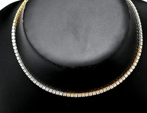 Diamond Tennis Chain Two Tone 14k White Yellow Gold 16.65 TCW Diamonds Appraisal - Picture 1 of 9