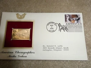 2004 Martha Graham 1st Day Issue FDC 22KT Gold Commemorative Stamp - Picture 1 of 1