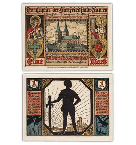 1 MARK 1921 XANTEN / DEUTSCHLAND / GERMANY [SPL / AU] - Notgeld - Bild 1 von 2