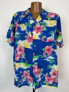 Vintage Fun Shirts Hawaiian Shirt Men XL Floral Hibiscus Sunset Tiki Aloha USA - Picture 1 of 14