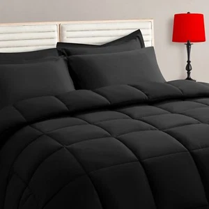 Black Queen Size Comforter Set - 7 Pieces Bed in a Bag Bedding Sets with All ... - Picture 1 of 7
