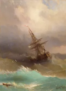 Ivan Aivazovsky Ship in the Stormy Sea Giclee Canvas Print Various Sizes - Picture 1 of 1