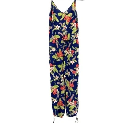 Polo Ralph Lauren Navy Strappy Jumpsuit Polynesian Botanical Print Size Small - Изображение 1 из 4