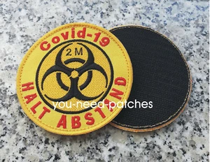 Quarantäne Sicherheit Biohazard Socialen Distanzieren Halt Abstand mit Klett - Bild 1 von 2