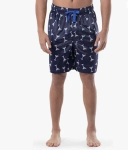 Men's IZOD Lite Touch Fleece Sleep & Lounge Short Pajama Martini Glass Medium - Picture 1 of 9