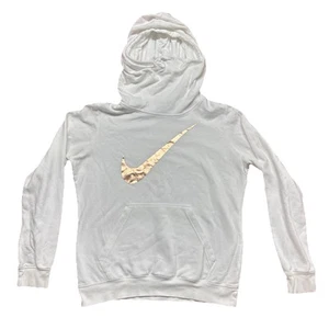 Sudadera con capucha pulóver grande para mujer Nike: sudadera con capucha Tunnel blanca y dorada rosa - Imagen 1 de 8