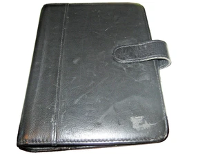 Vintage Rolodex Persönlicher Organizer Tagesplaner Schwarz Leder 6 Ringe 1990er - Bild 1 von 2