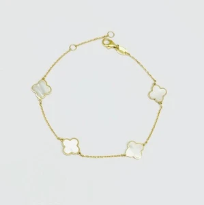 Bracciale Donna Oro Giallo 18 kt Quadrifogli Madreperla _BR059 - Imagen 1 de 2