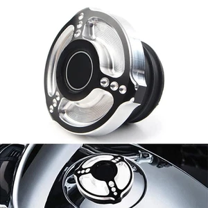 Fuel Tank Gas Cap Cover Black for Harley Sportster Touring Softail Dyna 1992-17 - Picture 1 of 8