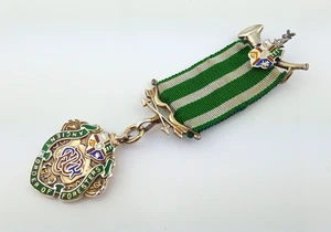 VINTAGE SILVER & ENAMEL ANCIENT ORDER OF FORESTERS BREAST JEWEL HM B'HAM 1934 - Picture 1 of 7