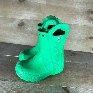 Crocs Handle It Niños Juventud Talla 8 C Zapatos Verde Pull On Confort Botas de Lluvia - Imagen 1 de 8
