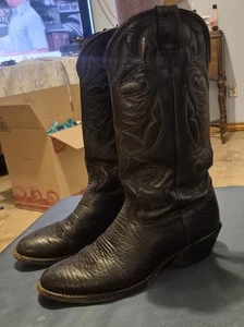 Herren Vintage Larry Mahan Herren Schwarz Bestickt Leder Westernstiefel 9,5 D - Bild 1 von 9