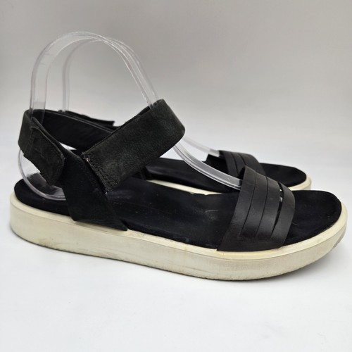 Sandali donna Ecco Flowt cinturino plateau 9 M pelle nera EU 40 comodi