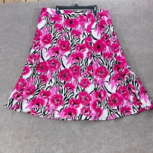 Cato Woman Skirt 22/24W Pink Floral Zebra Print Sequined Lined Midi Plus Size - Picture 1 of 8