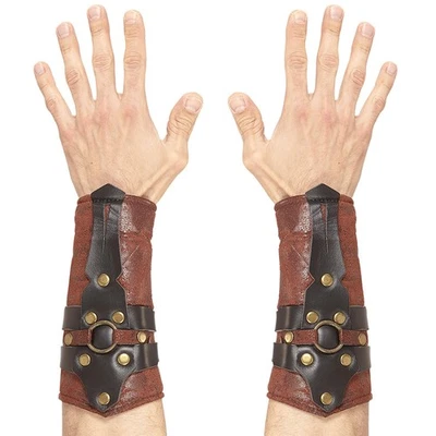 Gladiator Armstulpen Mittelalter Kleidung Armschutz Römer Armschoner Lederoptik - Bild 1 von 2