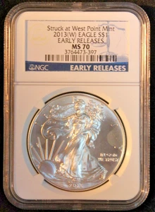 2013 W 2013W MS70 NGC SILVER AMERICAN EAGLE UNCIRCULATED SILVER DOLLAR #29 - Picture 1 of 4