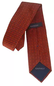 CANALI 100% Silk Geometric Men's Necktie Red (Made In Italy) 61" Long - Picture 1 of 5