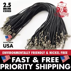 Collana 18" in corda di gomma 2,5 mm sicura per l'ambiente--NICKEL FREE 50 pezzi o 100 pezzi - Foto 1 di 4